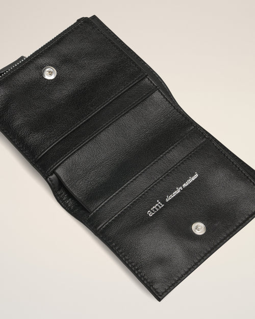 Black Cowhide Leather Voulez-Vous Folded Wallet - 2 - Ami Paris