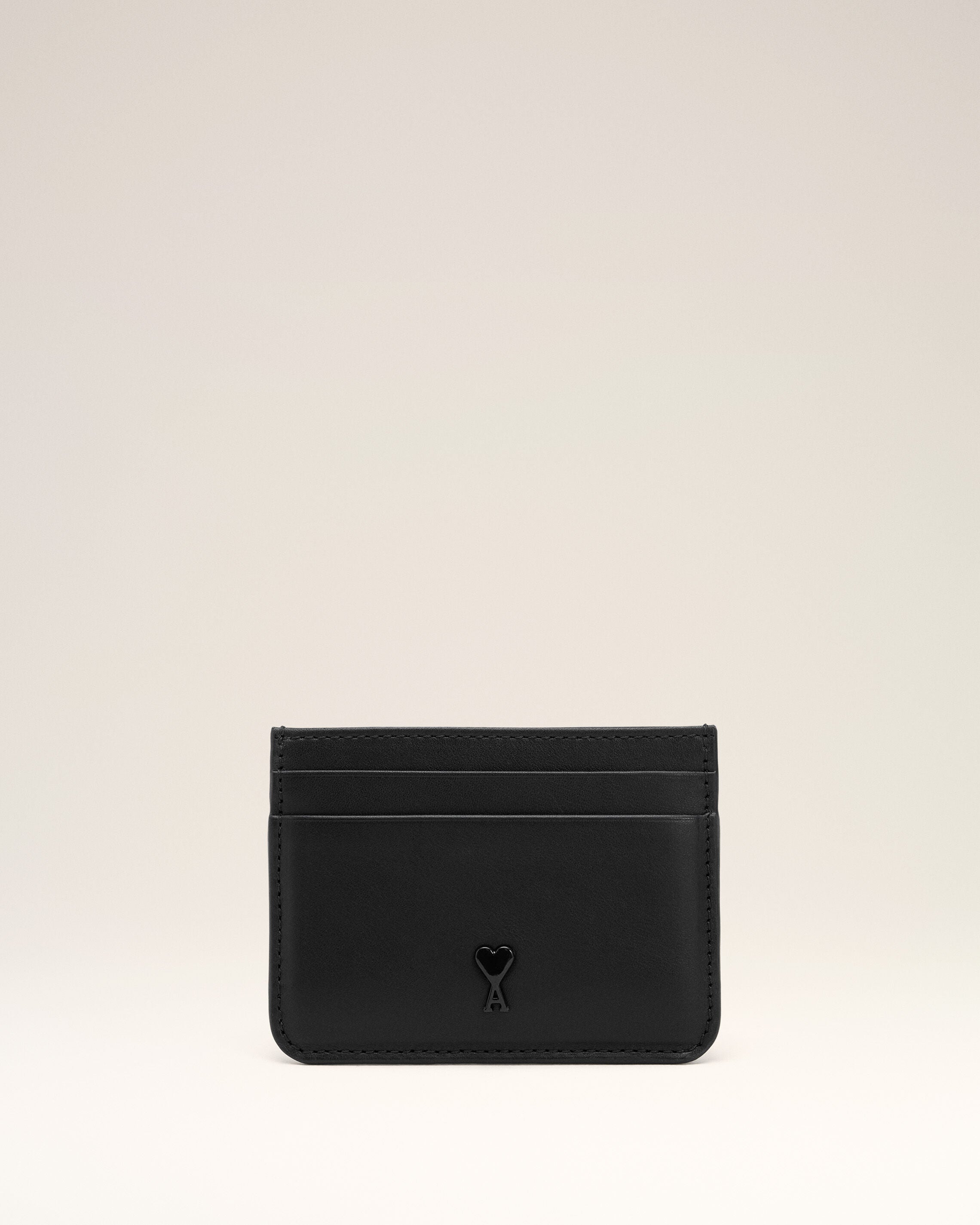 Porta carte Ami de Cœur in pelle di vitello nera - 1