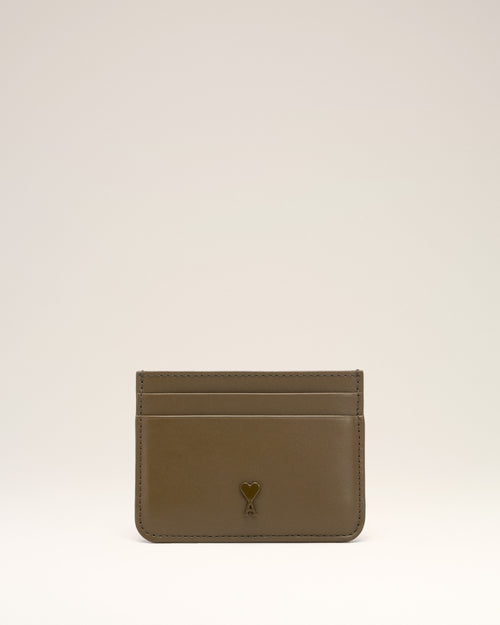 Green Smooth Leather Ami De Coeur Card Holder - 1 - Ami Paris