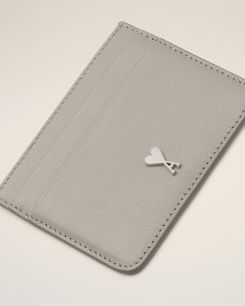 Porte-Cartes Ami De Coeur Gris en Cuir De Vachette - Femme - 6 - AMI Paris - Ami Paris