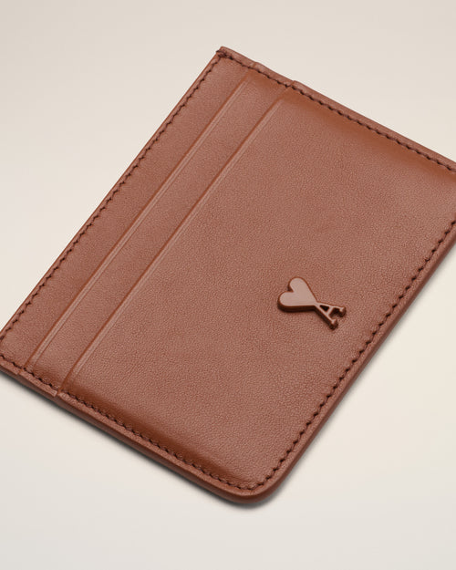 Porte-Cartes Ami De Coeur Marron en Cuir De Vachette - Femme - 6 - AMI Paris - Ami Paris