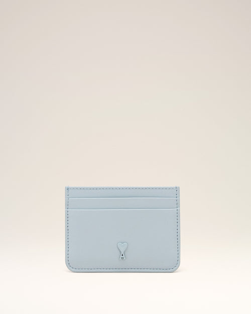 Blue Smooth Leather Ami De Coeur Card Holder - 1 - Ami Paris