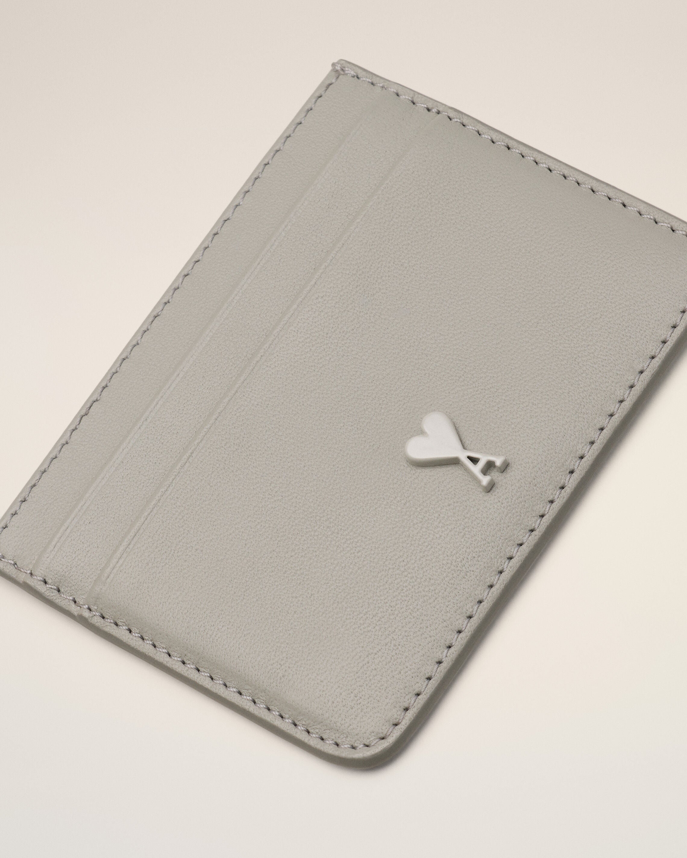 Grey Cowhide Leather Ami De Coeur Card Holder - 3