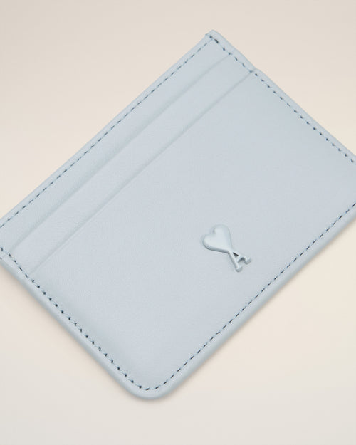 Blue Smooth Leather Ami De Coeur Card Holder - 5 - Ami Paris