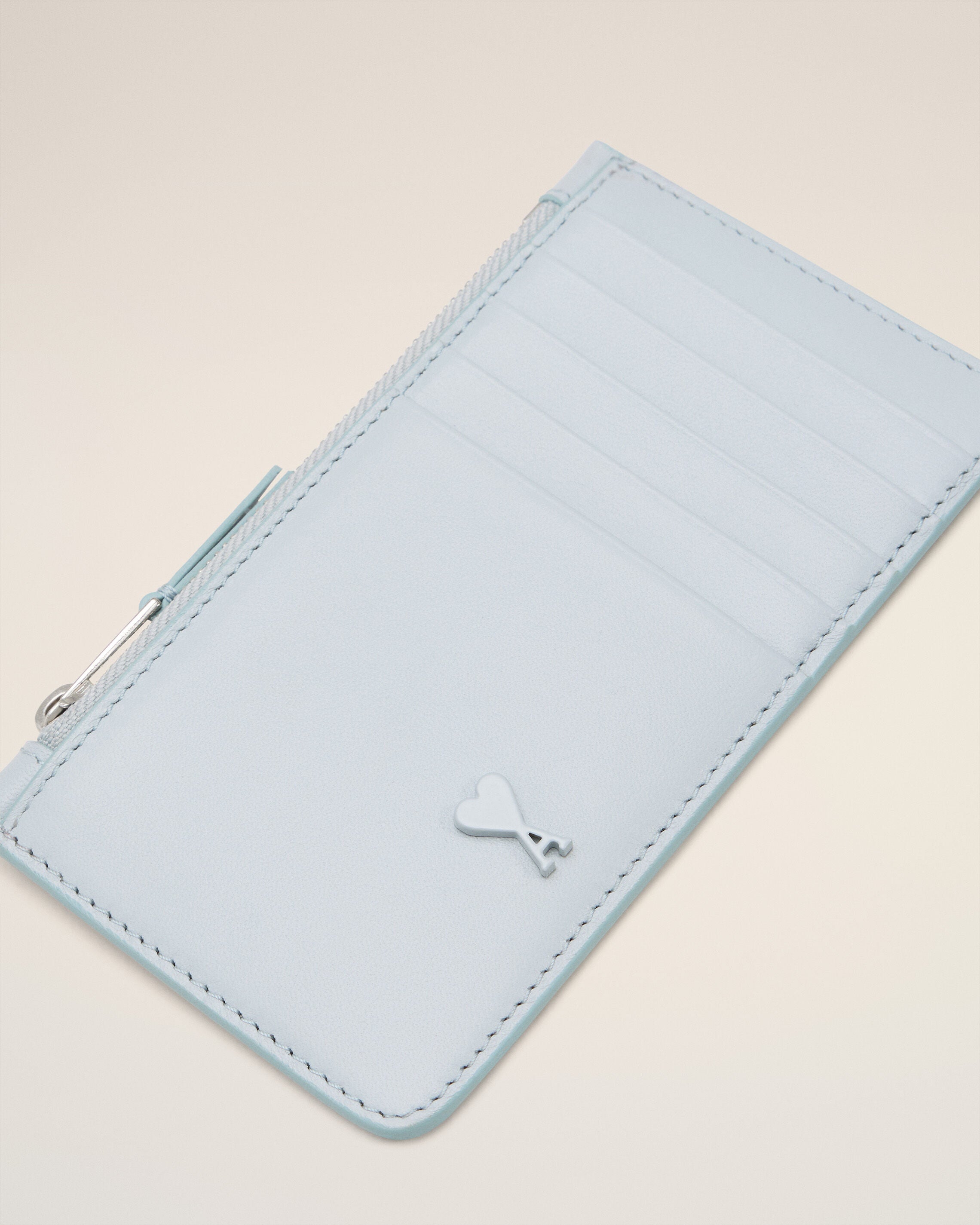 ブルー スムースレザー Ami De Coeur ジップ カードホルダー スカイ