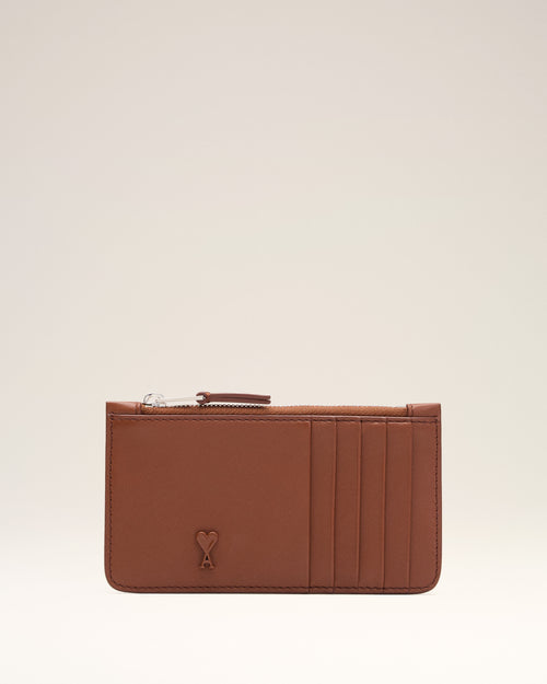 Porte-Cartes Zippé Ami De Coeur Marron en Cuir De Vachette - 2 - Ami Paris