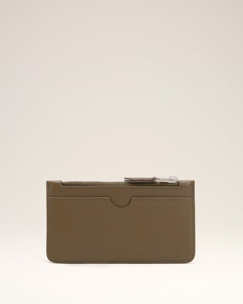                                     Green Smooth Leather Ami De Coeur Zipped Card Holder - 3                                 - Ami Paris