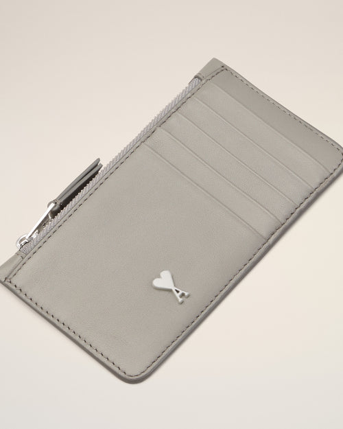 Porte-Cartes Zippé Ami De Coeur Orange en Cuir De Vachette - 6 - Ami Paris