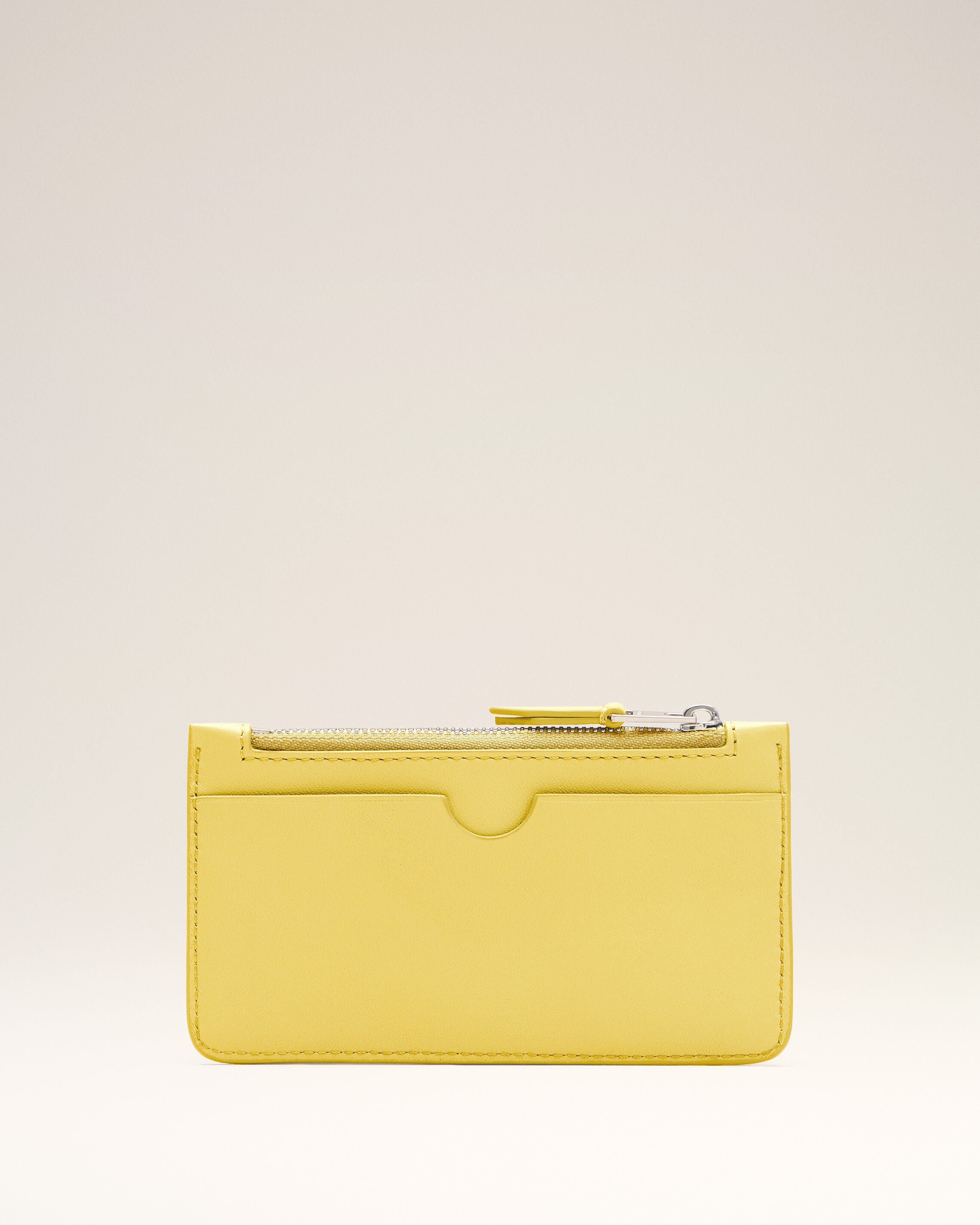 Yellow Cowhide Leather Ami De Coeur Zipped Card Holder - 2