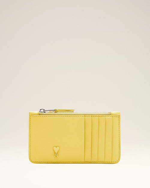 Yellow Cowhide Leather Ami De Coeur Zipped Card Holder - Woman - 4 - AMI Paris - Ami Paris