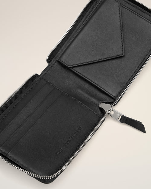 Black Cowhide Leather Ami De Coeur Compact Wallet - 6 - Ami Paris