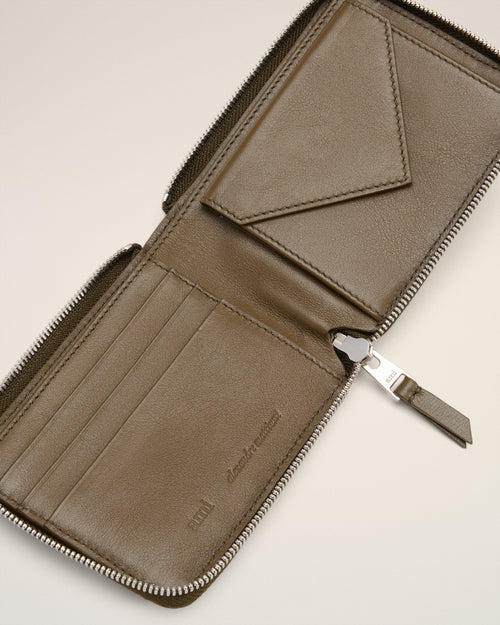Green Smooth Leather Ami De Coeur Compact Wallet - 6 - Ami Paris