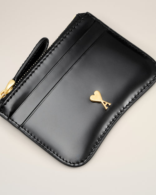 Black Cow Leather Paris Paris Zipped Card Holder - 6 - Ami Paris