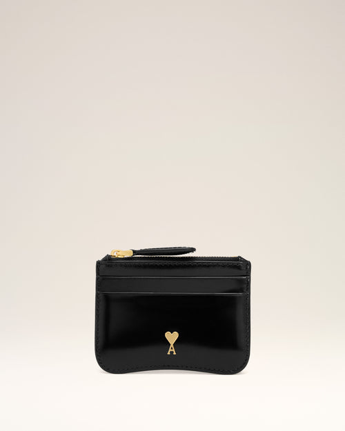                                     Black Cow Leather Paris Paris Zipped Card Holder - 3                                 - Ami Paris