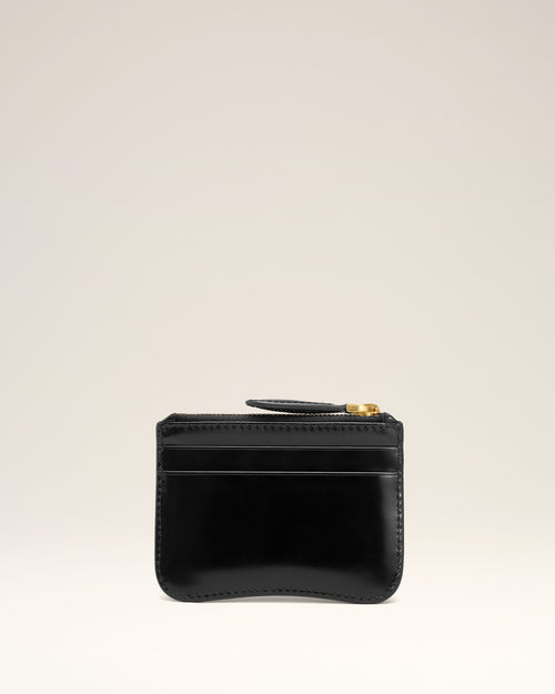                                 Black Cow Leather Paris Paris Zipped Card Holder - 3                             - Ami Paris
