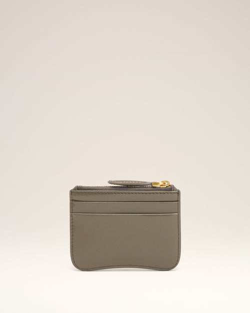 Grey Glazed Leather Paris Paris Zipped Card Holder - 1 - Ami Paris