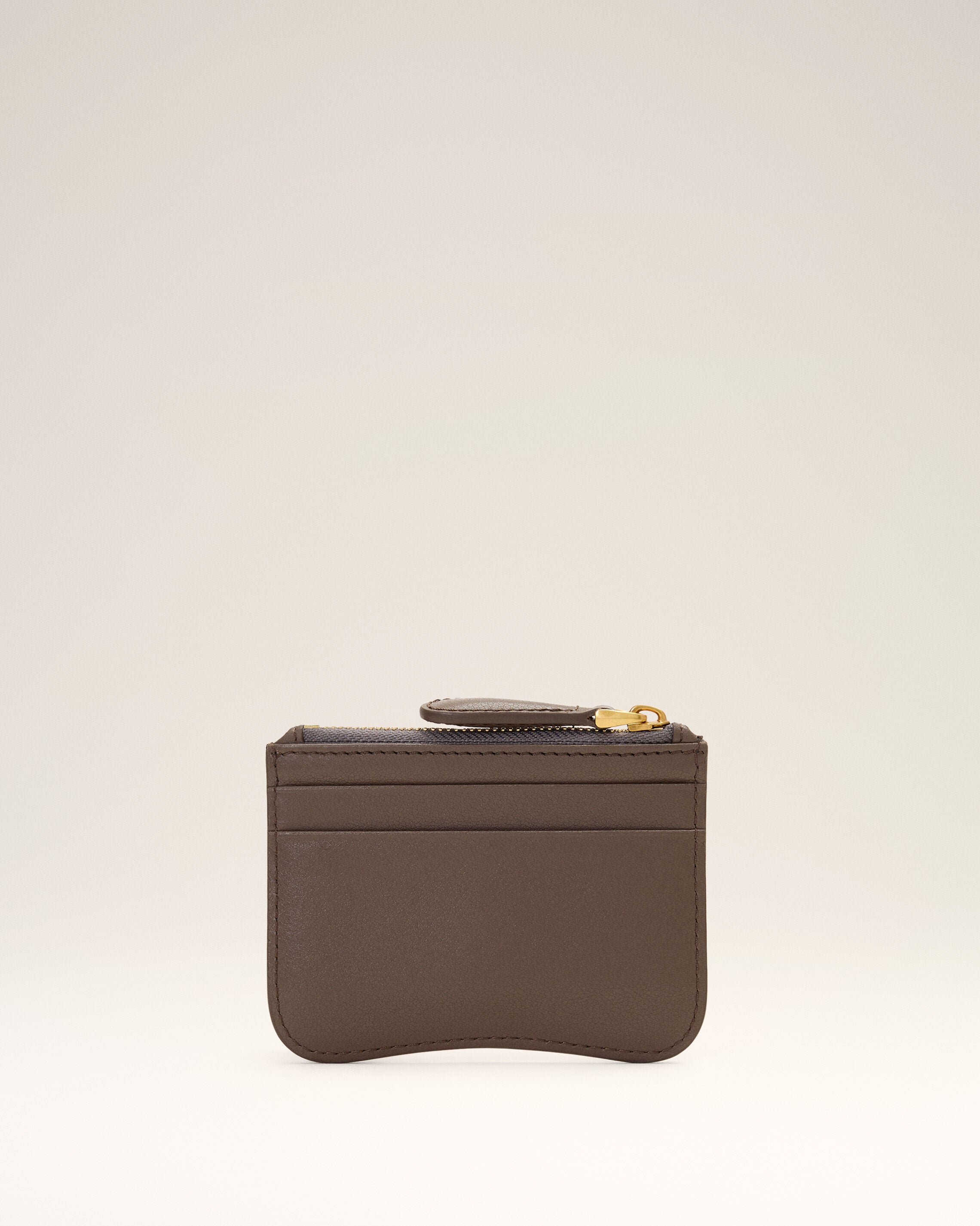 Brown Paris Paris zipped cowhide leather card holder - 5