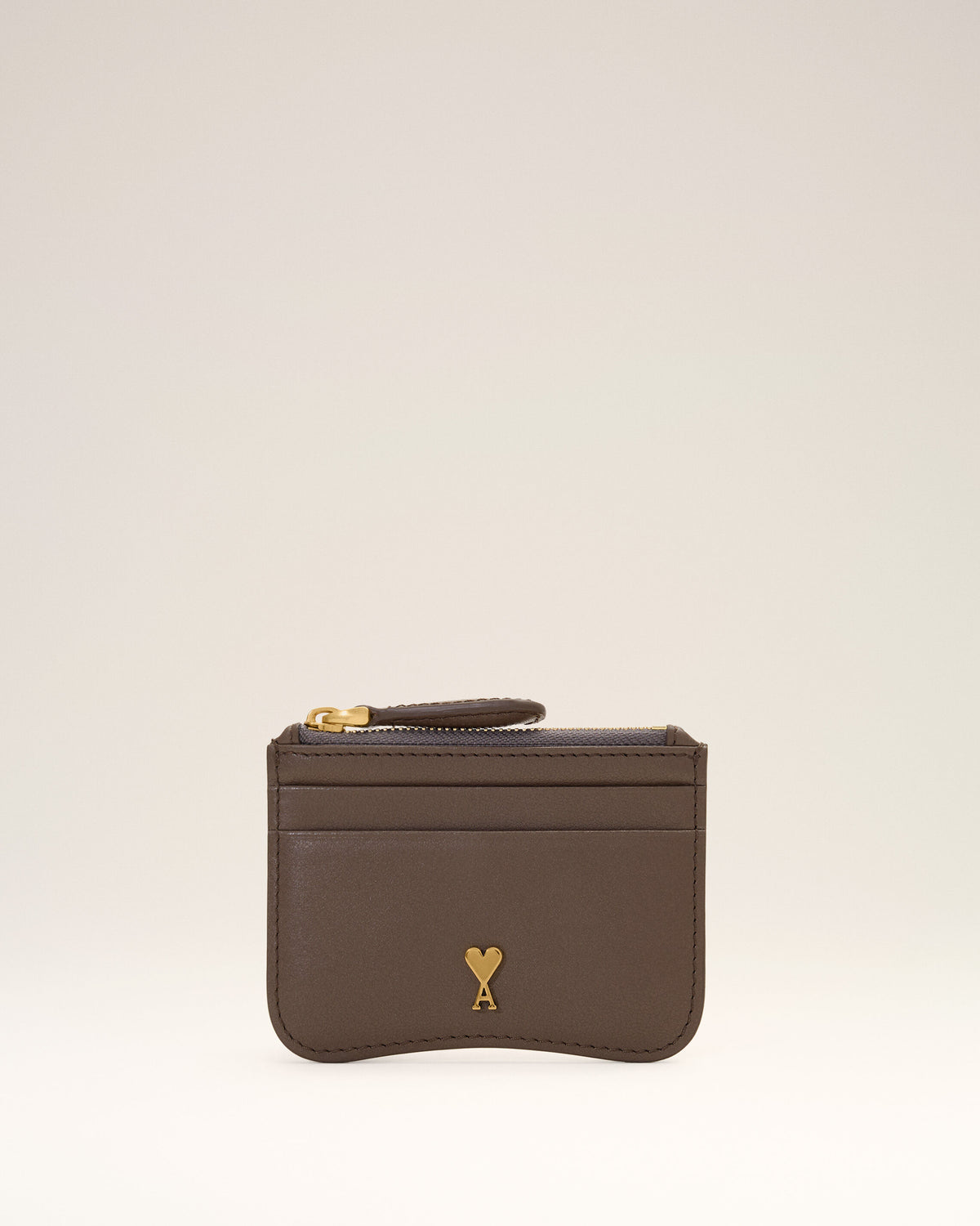 Brown Paris Paris zipped cowhide leather card holder - 1