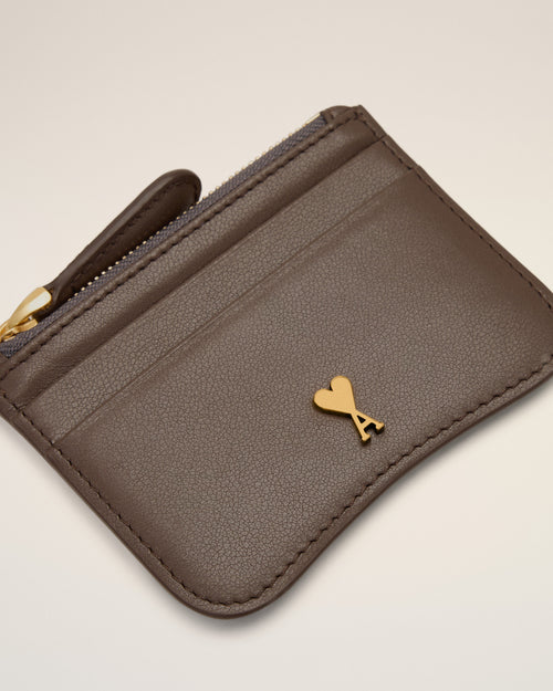 Brown Paris Paris zipped cowhide leather card holder - Woman - 6 - AMI Paris - Ami Paris
