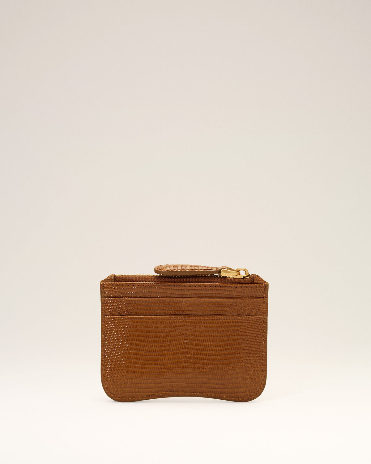 Brown lizard embossed Paris Paris zipped leather card holder - 2