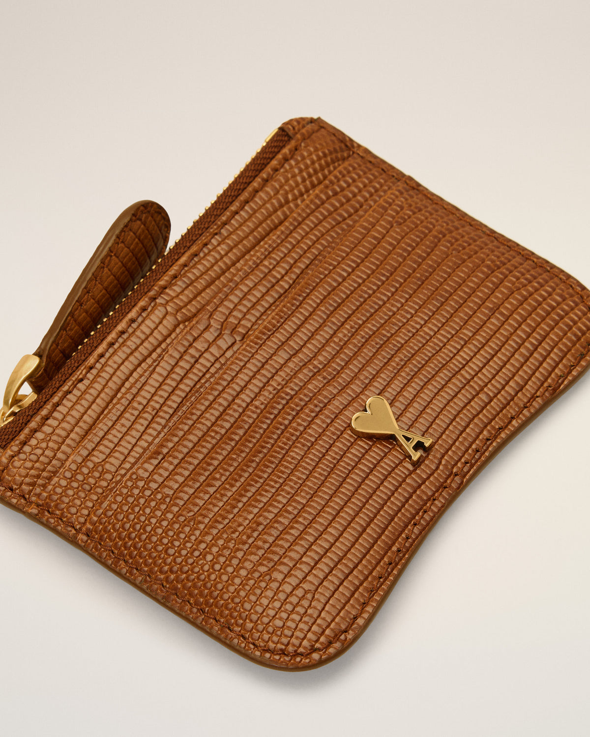 Brown lizard embossed Paris Paris zipped leather card holder - 6