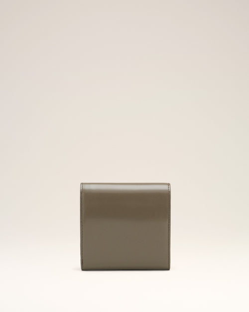 Grey Glazed Leather Paris Paris Compact Wallet - 4 - Ami Paris