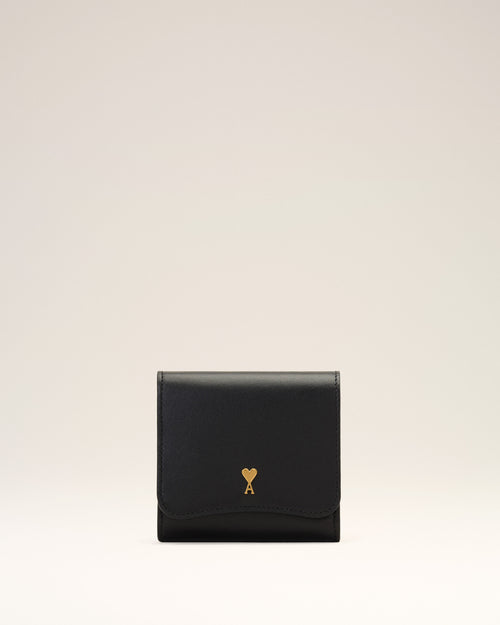 Black Paris Paris cowhide leather compact wallet - Woman - 4 - AMI Paris - Ami Paris