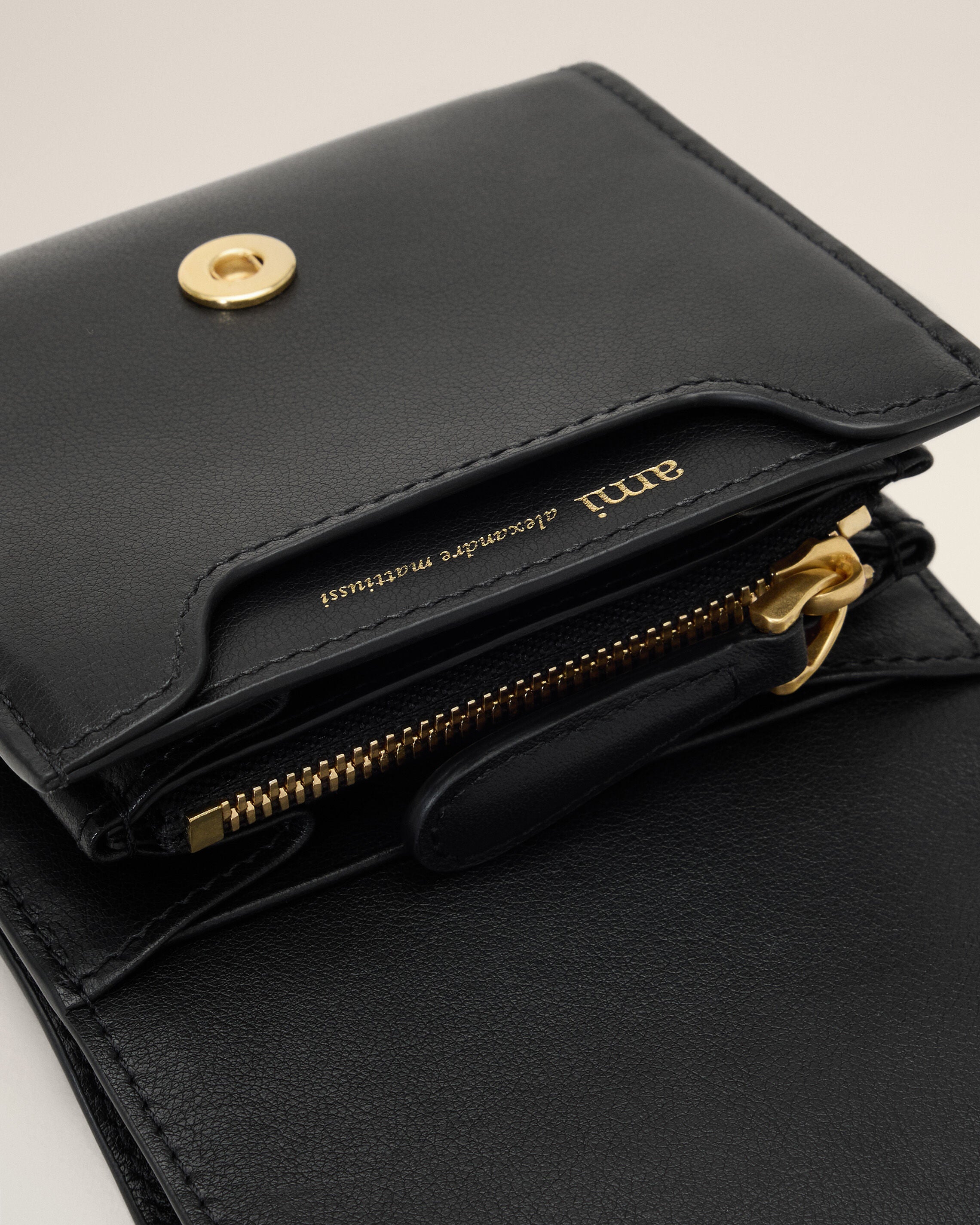 Black Paris Paris cowhide leather compact wallet - 3
