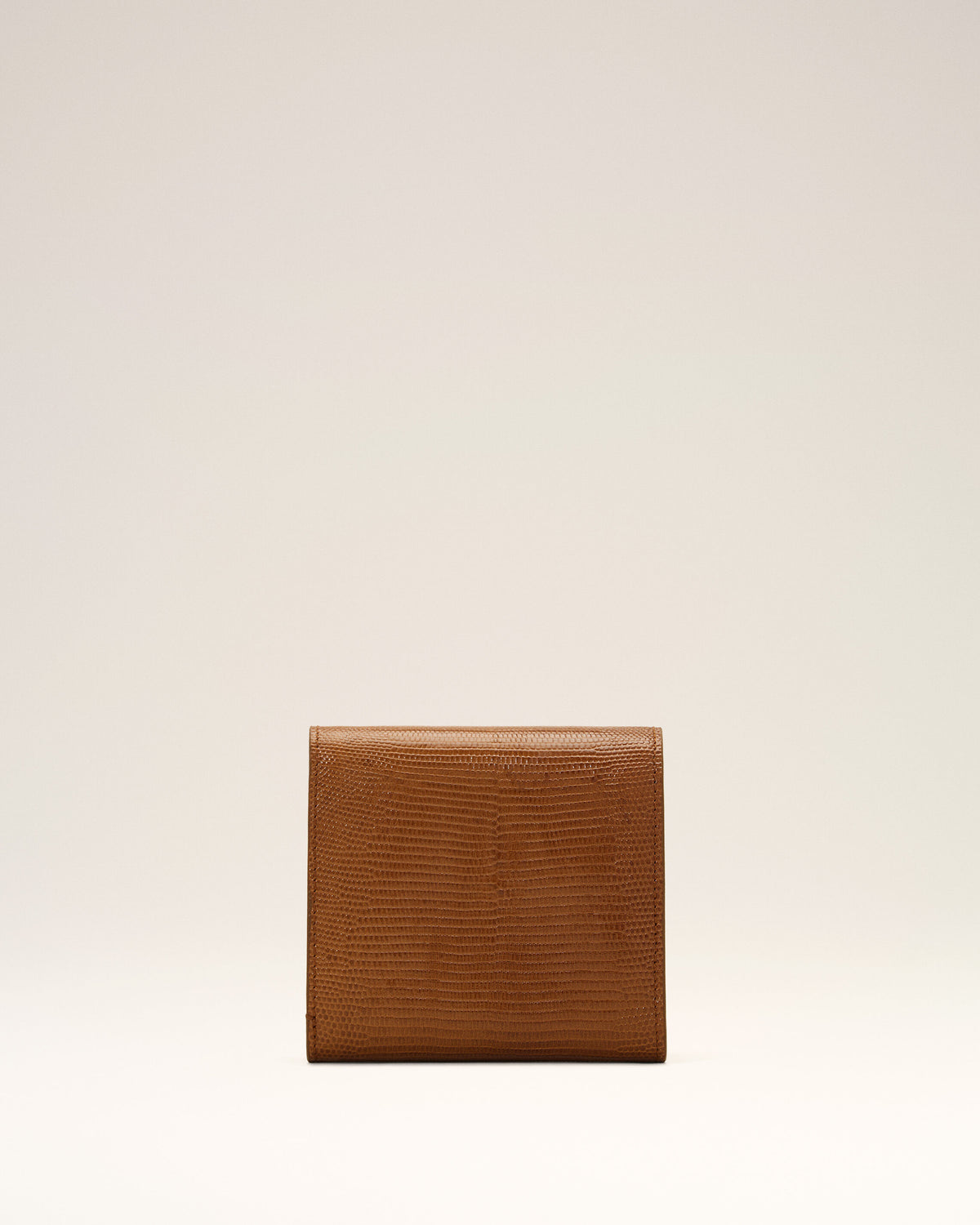 Brown lizard embossed Paris Paris leather compact wallet - 5