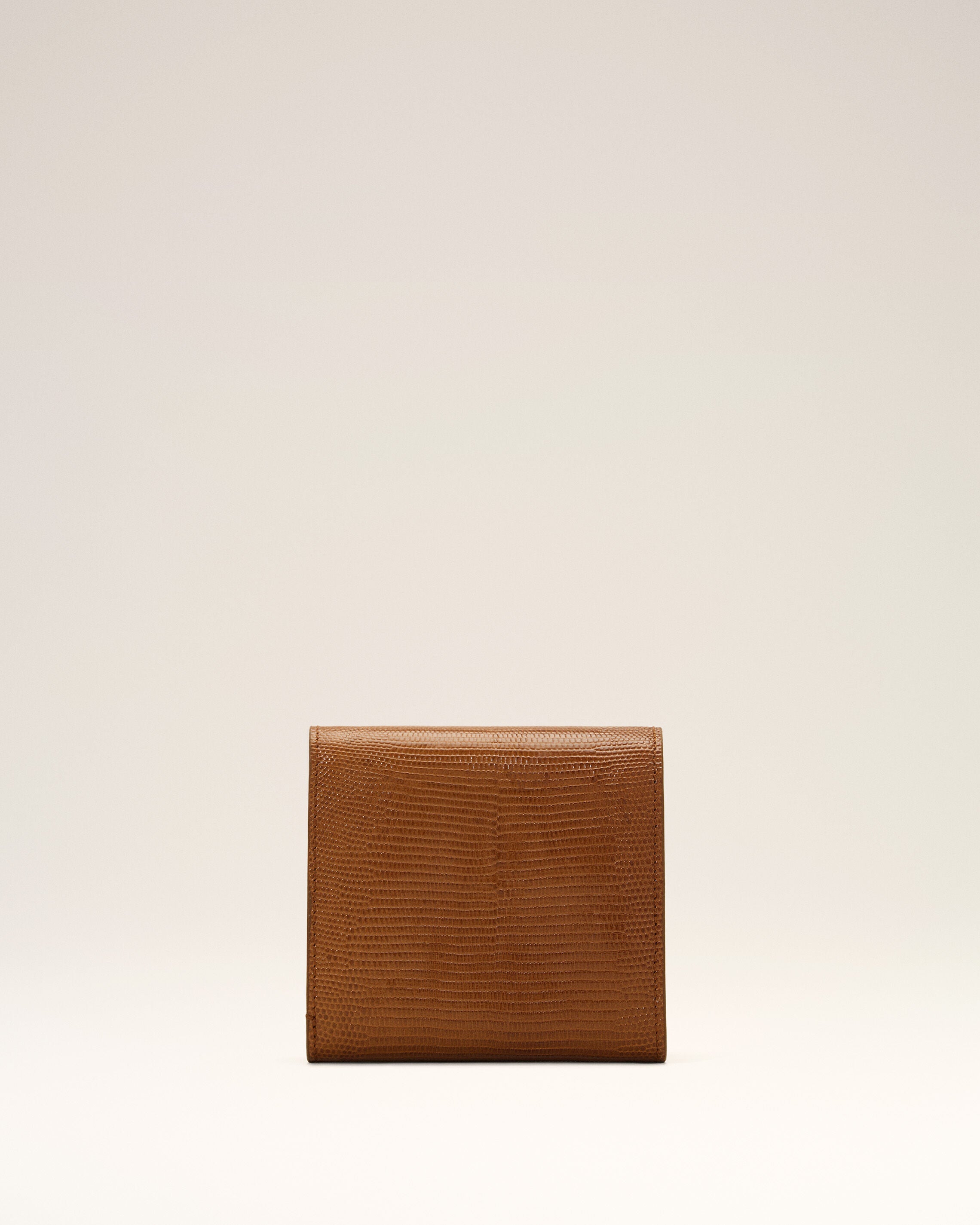 Brown lizard embossed Paris Paris leather compact wallet - 2