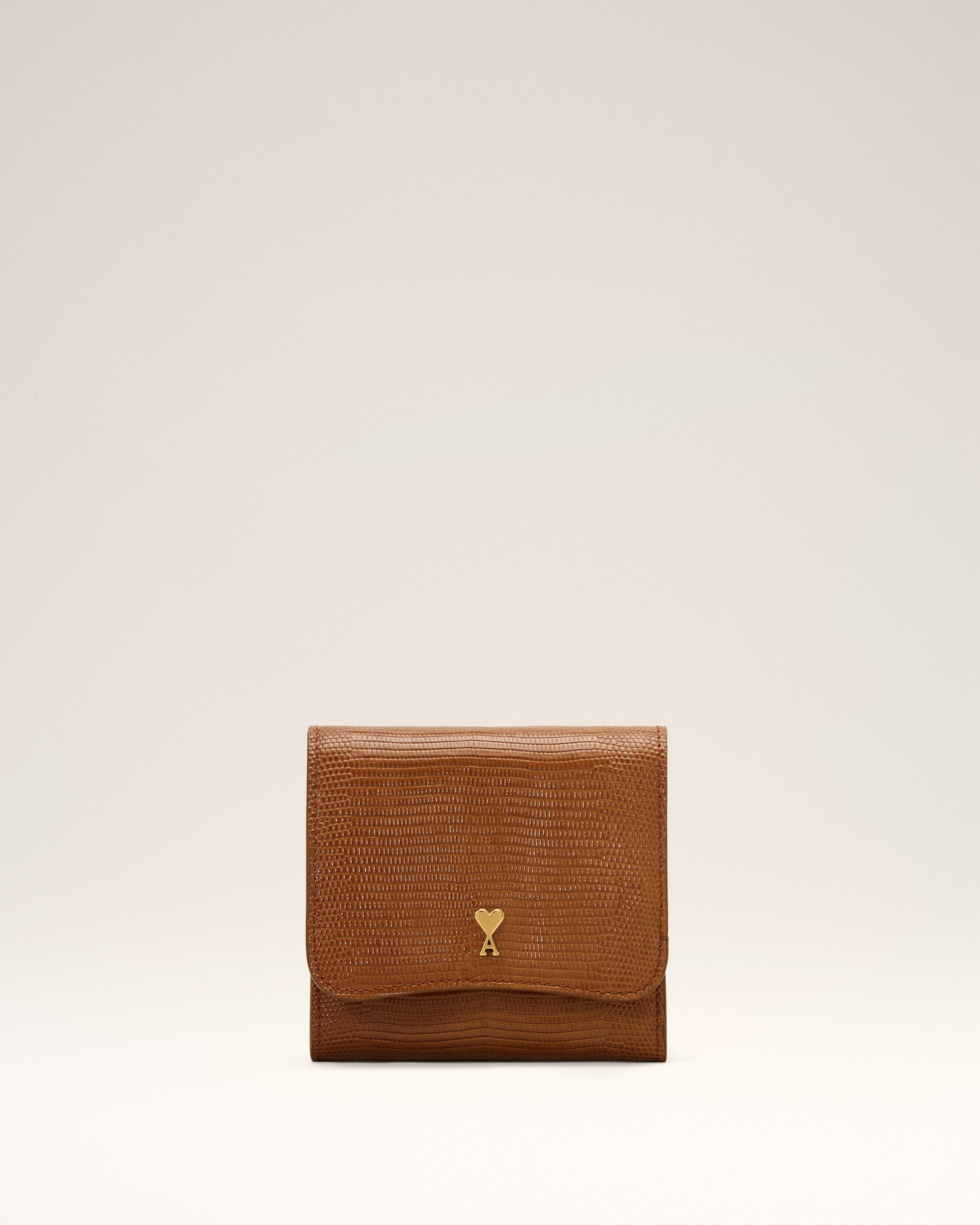 Brown lizard embossed Paris Paris leather compact wallet - 4