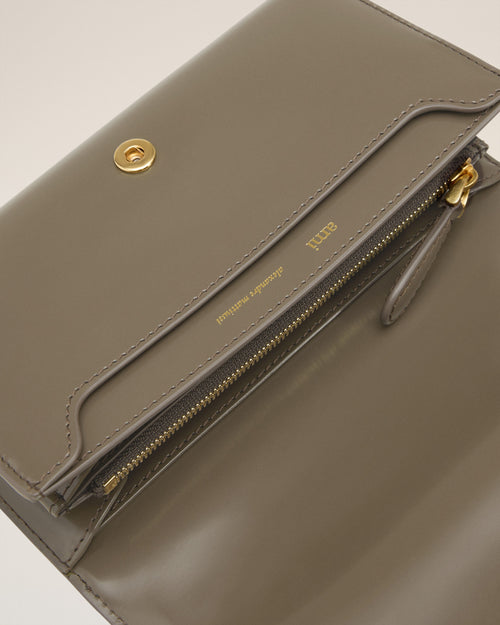 Cartera continental Paris Paris de piel lacada gris - 6 - Ami Paris