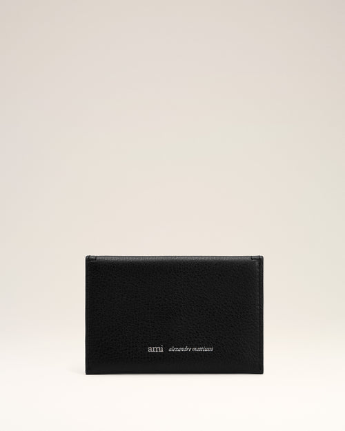                                     Black Taurillon Leather Etienne Envelope Card Holder - 3                                 - Ami Paris