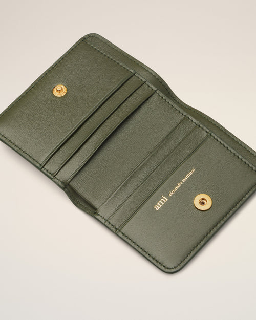 Green Cow Leather Carrousel Folded Wallet - Woman - 6 - AMI Paris - Ami Paris