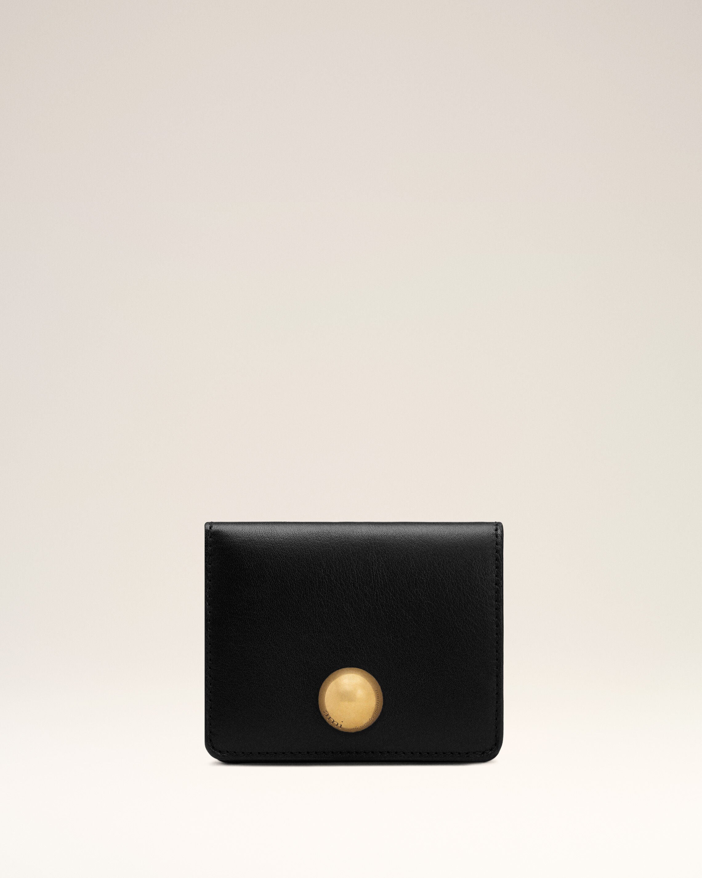 Black Carrousel Cow Leather Folded Wallet - 1