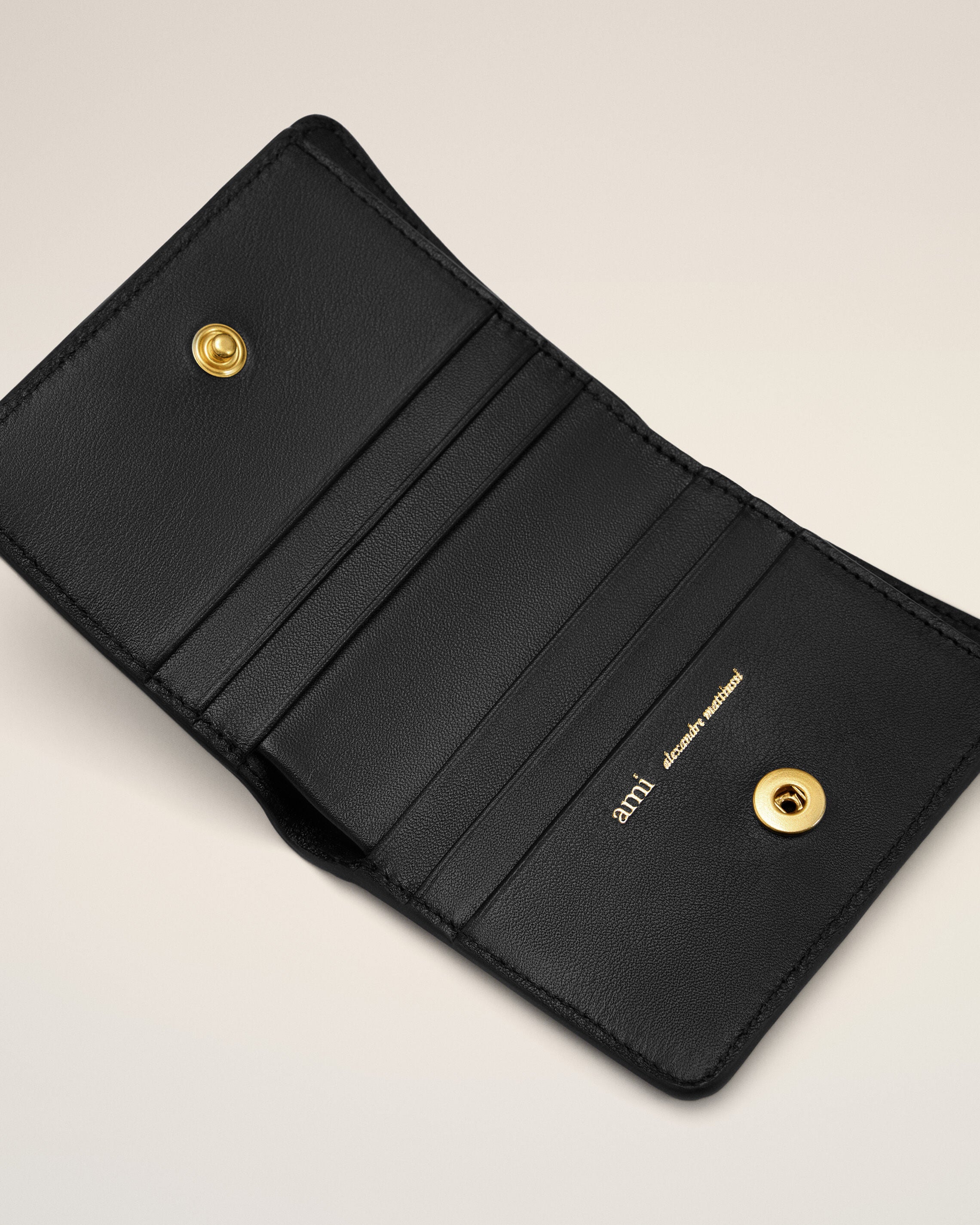 Black Carrousel Cow Leather Folded Wallet - 6