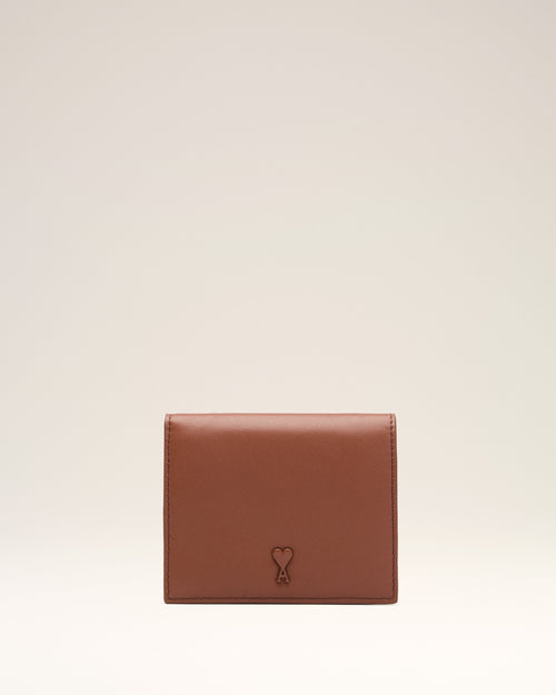 Brown Cowhide Leather Ami De Coeur Bifold Wallet - 1 - Ami Paris
