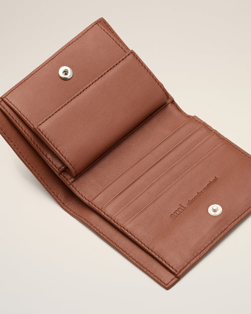 Brown Cowhide Leather Ami De Coeur Bifold Wallet - Woman - 6 - AMI Paris - Ami Paris