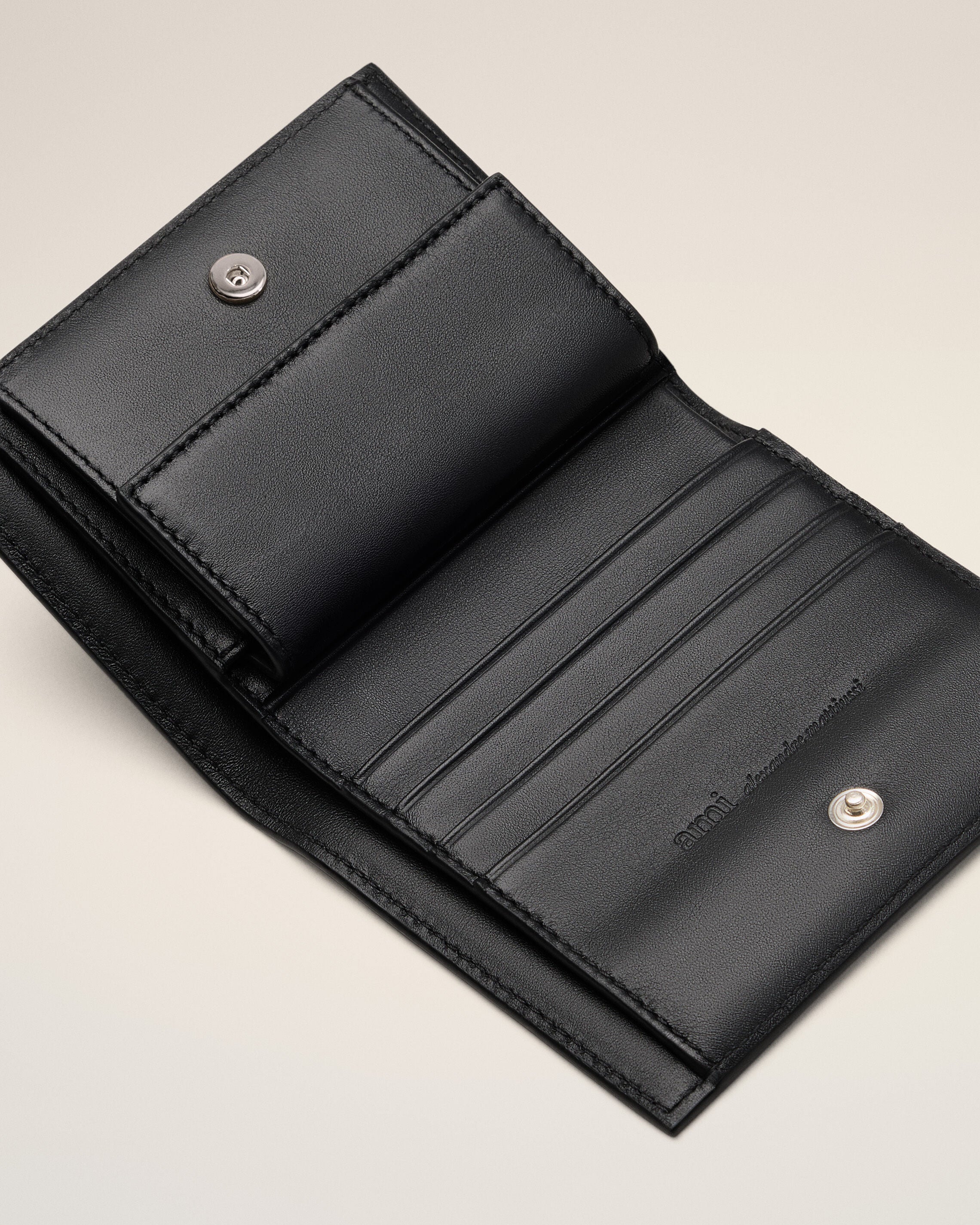 Black Cowhide Leather Ami De Coeur Bifold Wallet - 6