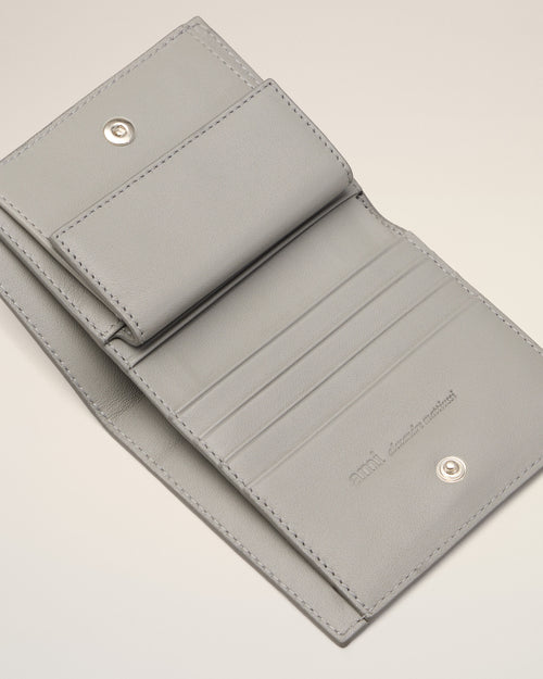 Grey Cowhide Leather Ami De Coeur Bifold Wallet - 3 - Ami Paris