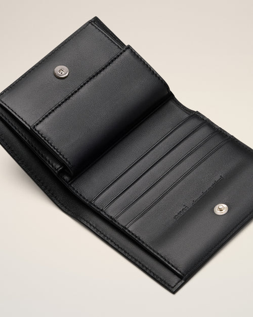 Black Cowhide Leather Ami De Coeur Bifold Wallet - 3 - Ami Paris