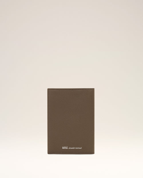 Brown Etienne taurillon leather envelope passport holder - Man - 2 - AMI Paris - Ami Paris
