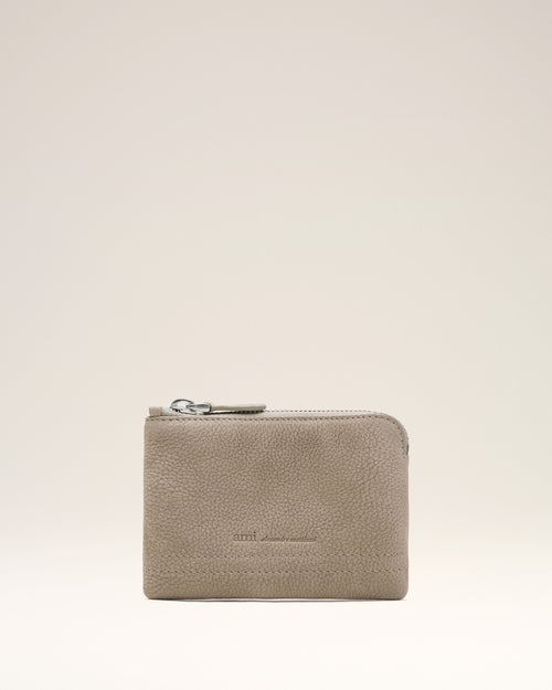 Porte Monnaie Zippé Carrousel Gris en Cuir De Vache - Homme - 1 - AMI Paris - Ami Paris