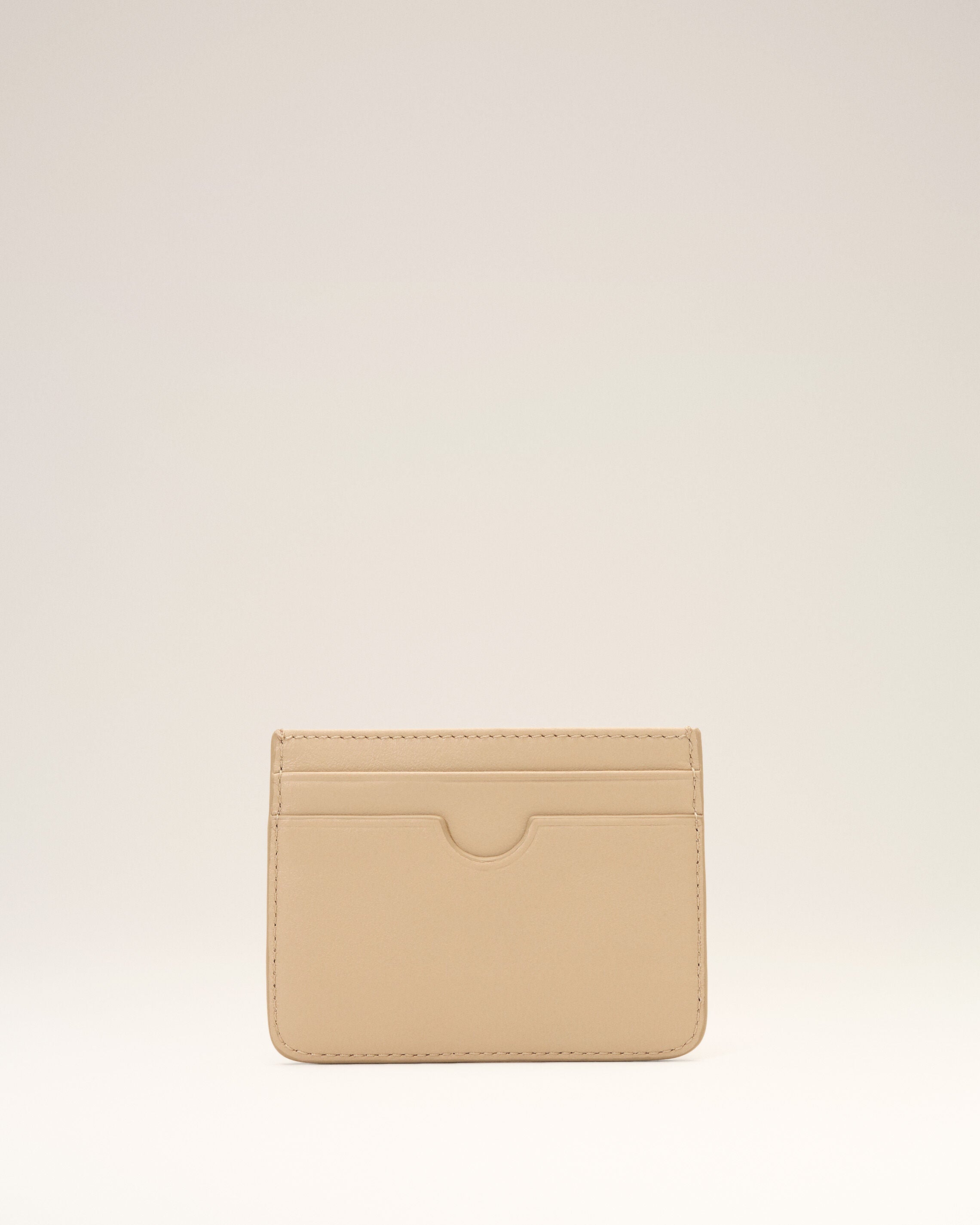Porte-cartes beige en cuir de vachette Ami de Coeur - 5