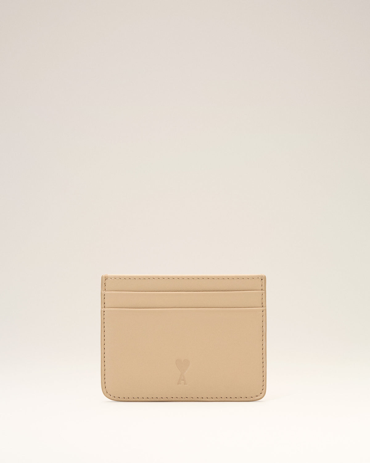 Beige cowhide leather card holder with Ami de Coeur - 4