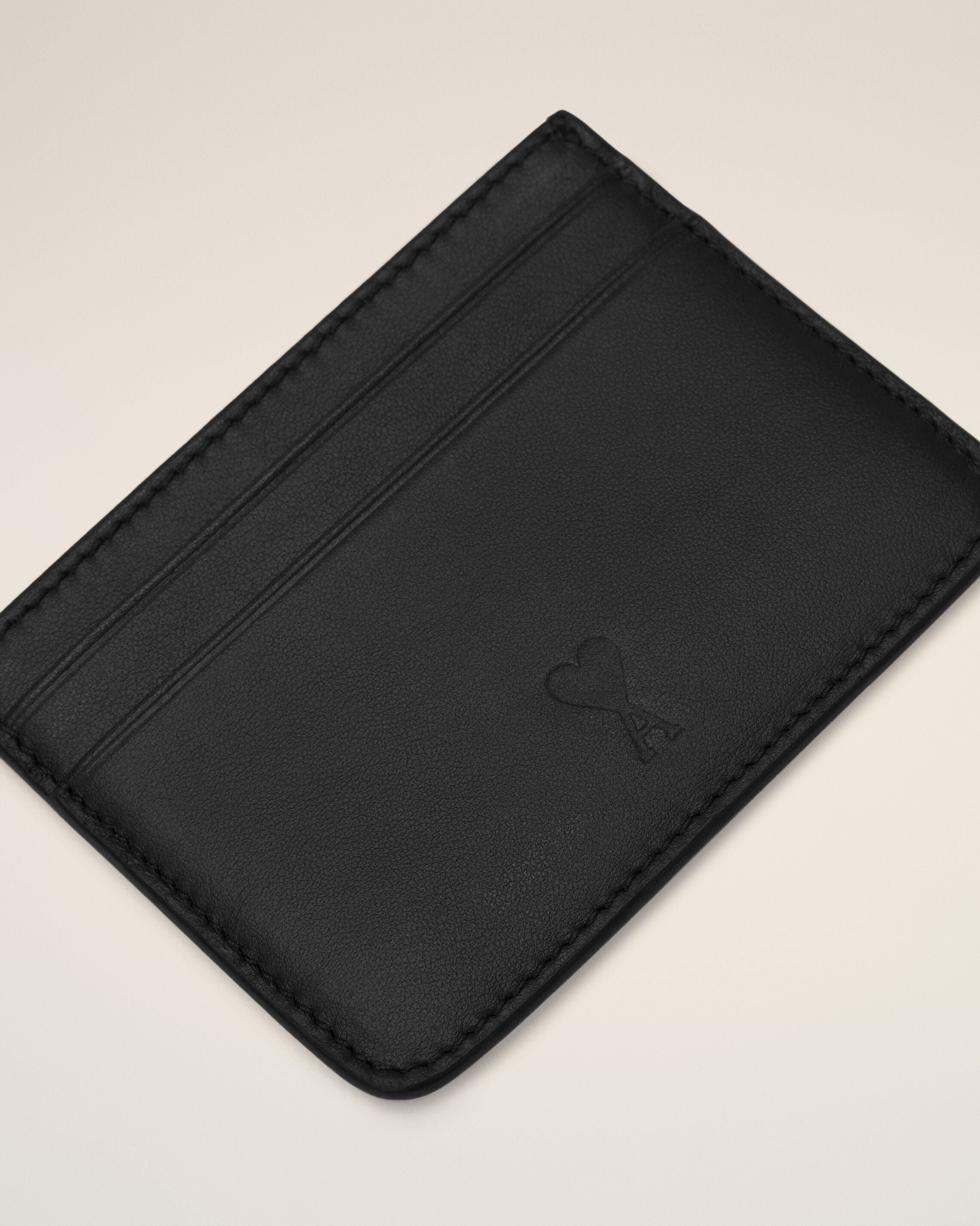Black cowhide leather card holder with Ami de Coeur - 3