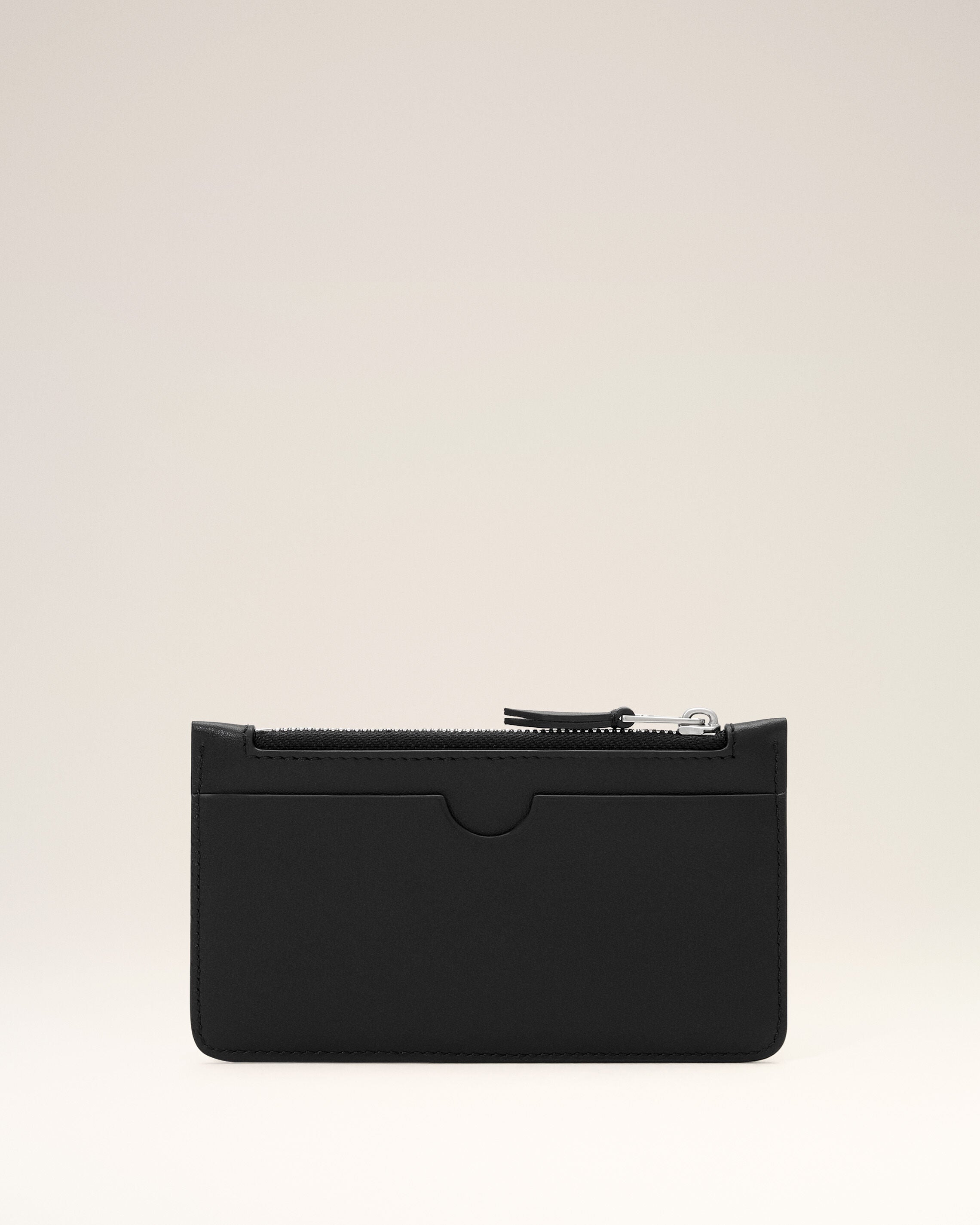 Black zipped cowhide leather card holder with Ami de Coeur - 2