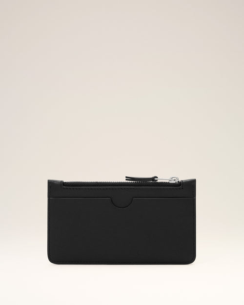 Black zipped cowhide leather card holder with Ami de Coeur - Man - 2 - AMI Paris - Ami Paris