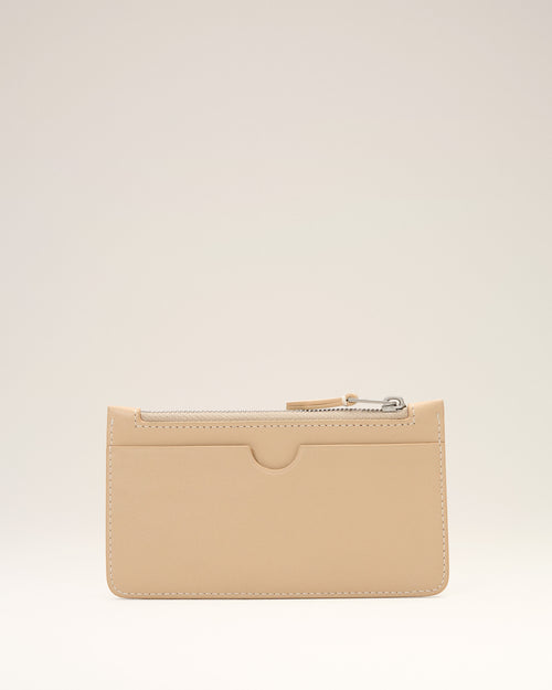 Tarjetero Ami de Cœur beige con cremallera de cuero de vaca - Mujer - 5 - AMI Paris - Ami Paris