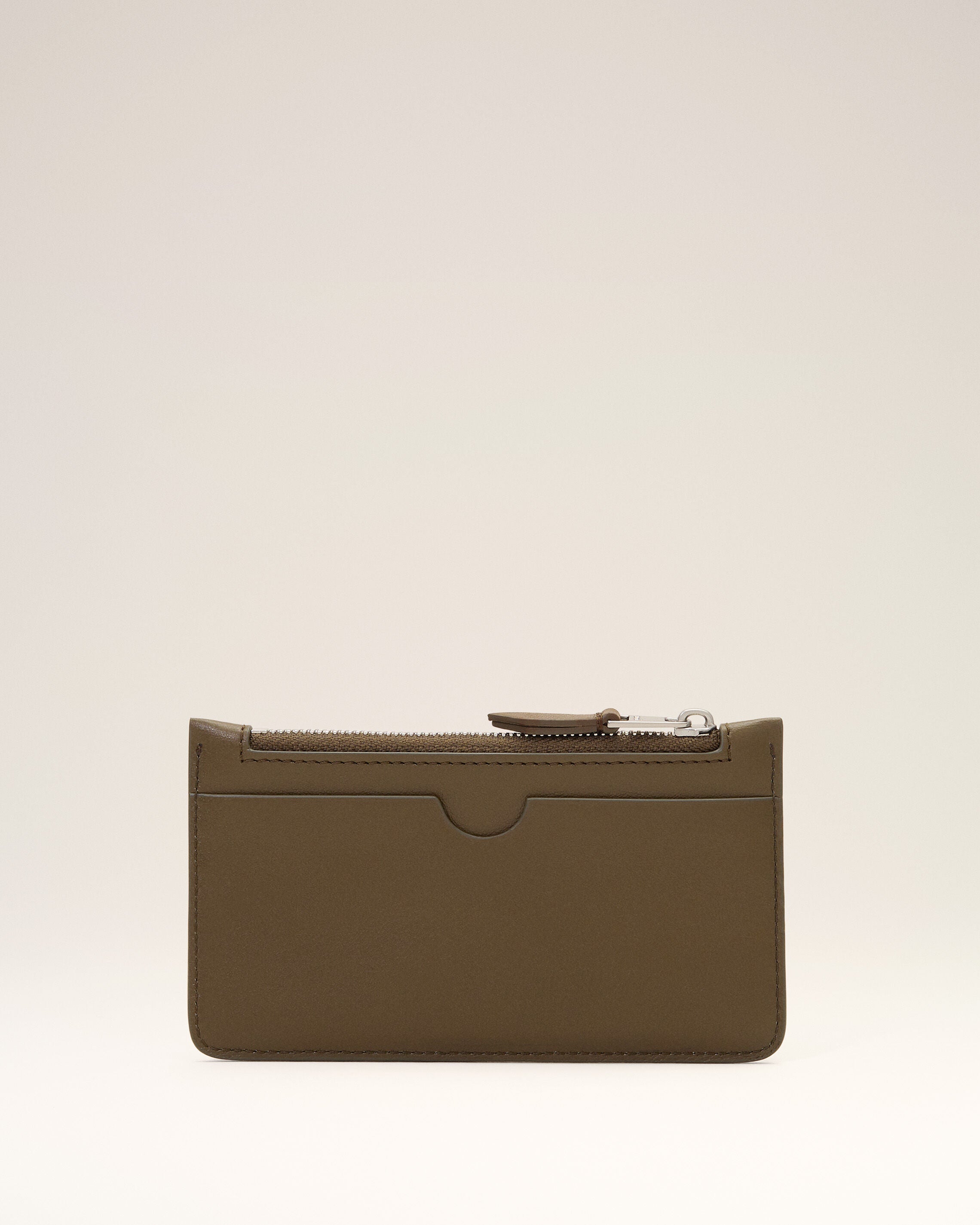 Brown zipped cowhide leather card holder with Ami de Coeur - 5